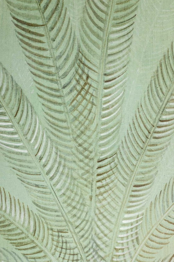 Image 1 of Painted canvas, or decorative panel, Parrots and bird. Contemporary.