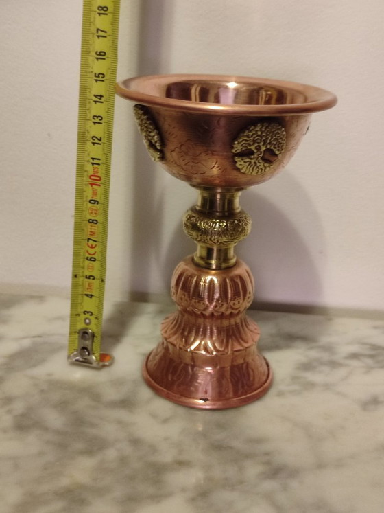 Image 1 of Dekorativer Ritualkelch, Kupfer und Messing – Lebensbaum (15 cm)