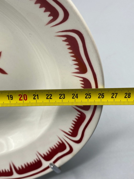 Large deep dish Art Deco Thibault Red – Moulin des Loups Orchies – circa 1930 – Decorative Objects (photo 5 of 5)