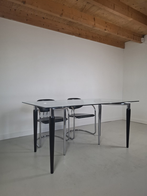Image 1 of Effezeta Post modern eettafel set met 5 stoelen italian Design jaren 80 