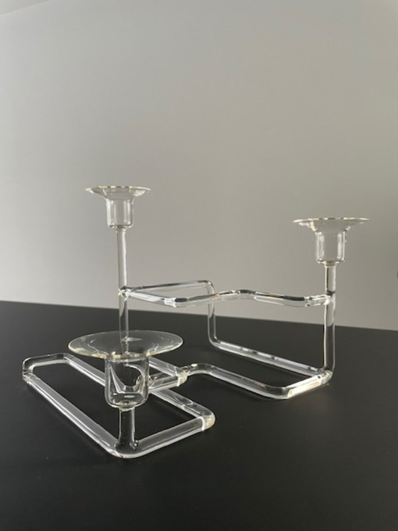 Image 1 of Artistieke glazen kandelaar – sculpturaal geometrisch ontwerp