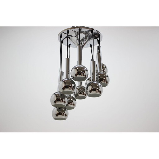 Lampada a sospensione vintage a cascata cromata, 1970