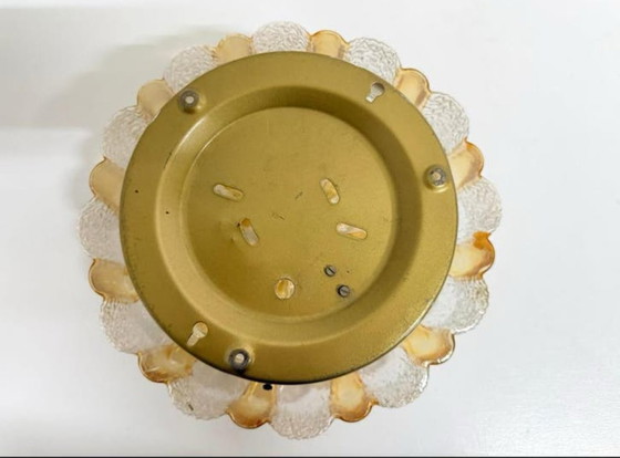 Image 1 of Stunning clear ceiling lamp with gold glass, circa mid-century