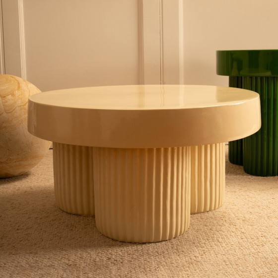Image 1 of Cream & Green Nesting Tables 
