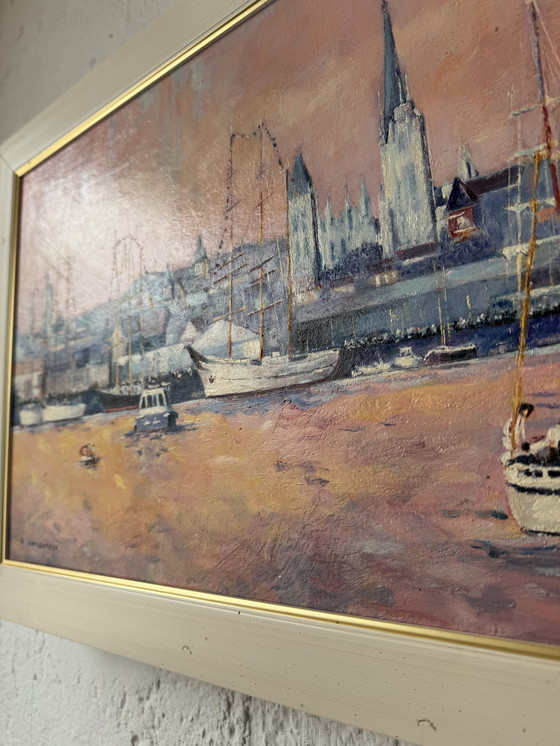 Image 1 of Dipinto ad olio marino nei toni del rosa