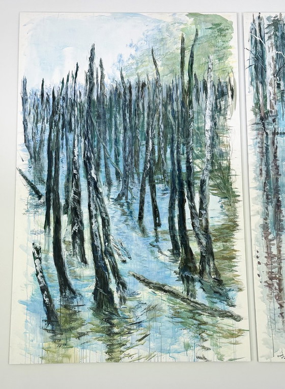 Image 1 of Œuvre en duo, huile sur papier
