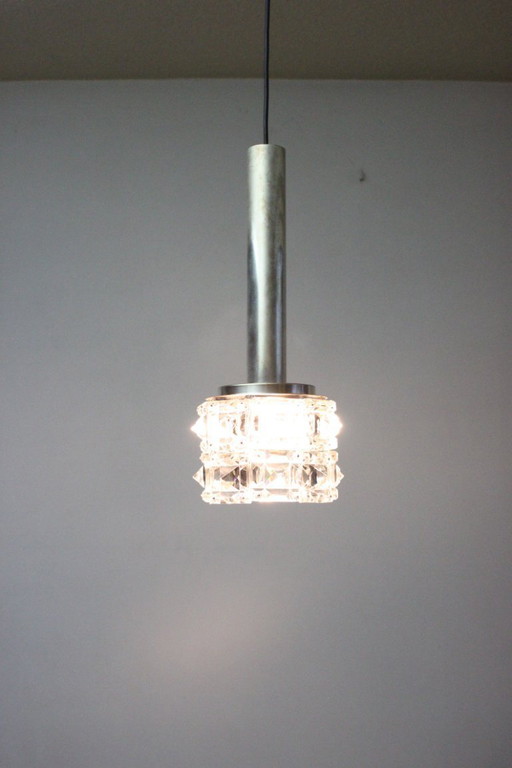 Suspension vintage en verre à facettes, années 1970