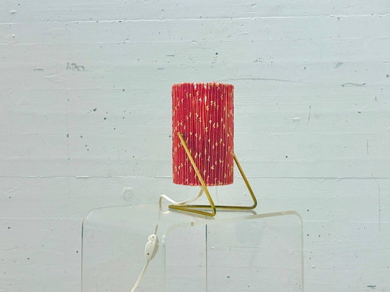 Image 1 of Mid-century table lamp with fabric shade and brass frame, 1960s