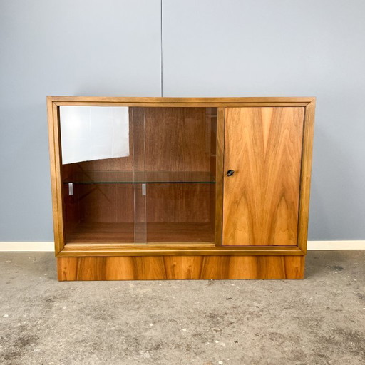 Vintage vitrinekast met barvak, walnoot, jaren 60, Midcentury