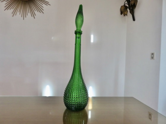 Image 1 of Empoli Italië karaf van groen diamantvormig glas