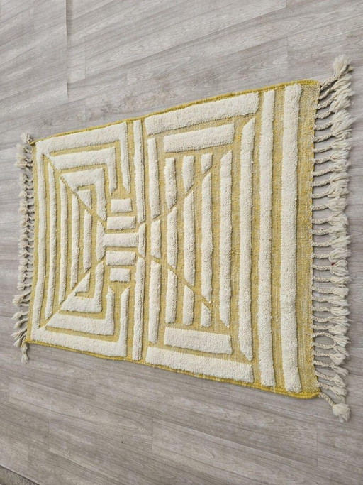 Authentiek handgemaakt beige Berberkleed, 1,5 x 2,5 m
