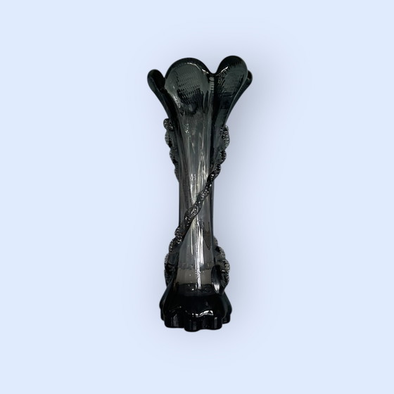 Image 1 of Vase sculptural en verre fumé - Hollywood Regency 1970