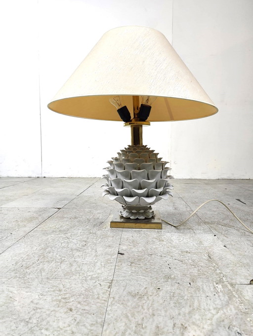 Vintage Italian ceramic artichoque table lamp