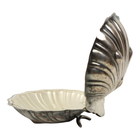 Image 1 of Silver-Plated Shell Butter Dish Caviar Holder
