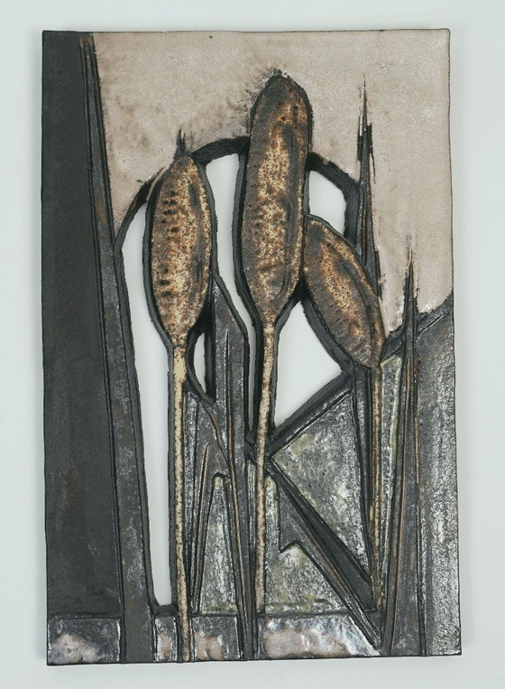 Image 1 of 2 bellissime e decorative piastrelle da parete vintage anni '70 di Ruscha-Keramik W. Germany con motivi floreali.