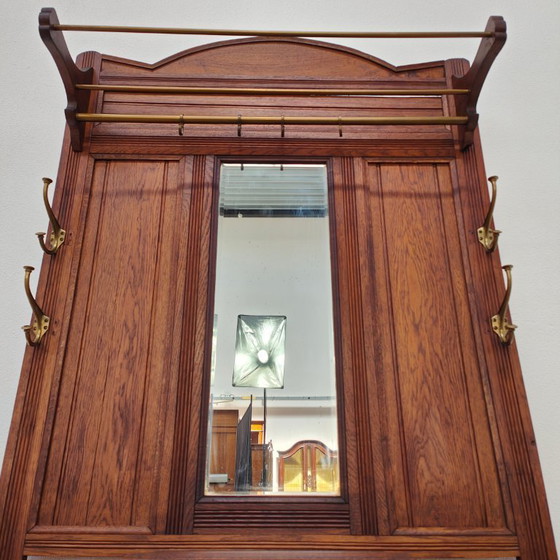 Image 1 of Antique hallway furniture, coat rack, free-standing coat rack with mirror