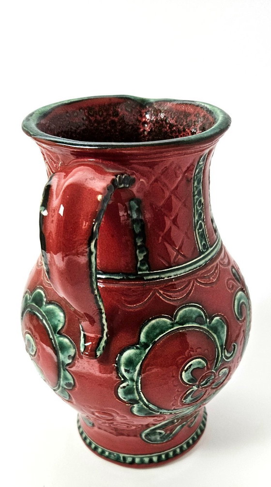 Image 1 of Pichet en céramique peint à la main vintage GMUNDNER Keramik Autriche du milieu du siècle