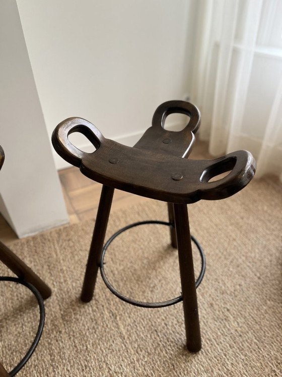 Image 1 of Set van 2 vintage Marbella krukken, Spaans Brutalist design, jaren '70