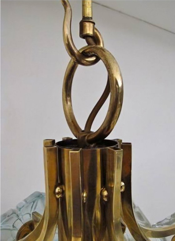 Image 1 of Sische chandelier, 8 lights, brass, crystal glass, Germany, 1960