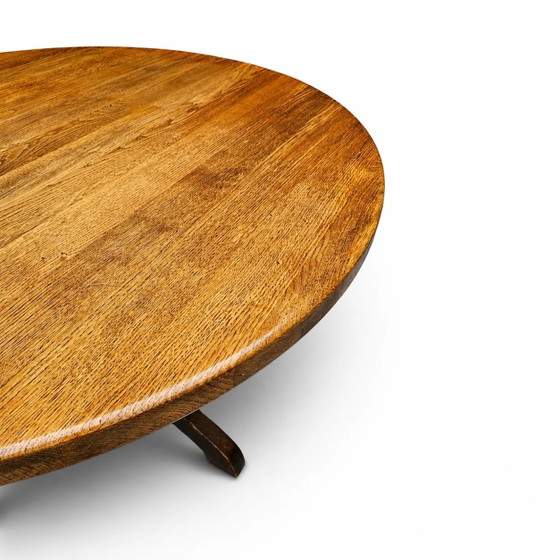 Mesa de comedor de roble macizo / también conocida como mesa de monasterio / con un robusto pedestal central (photo 6 of 13)