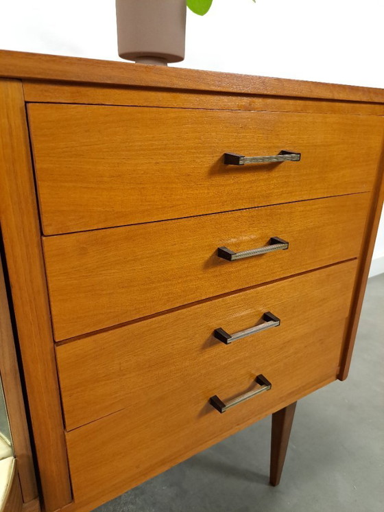 Image 1 of Aparador enchapado con barra giratoria y cajones, mueble bar