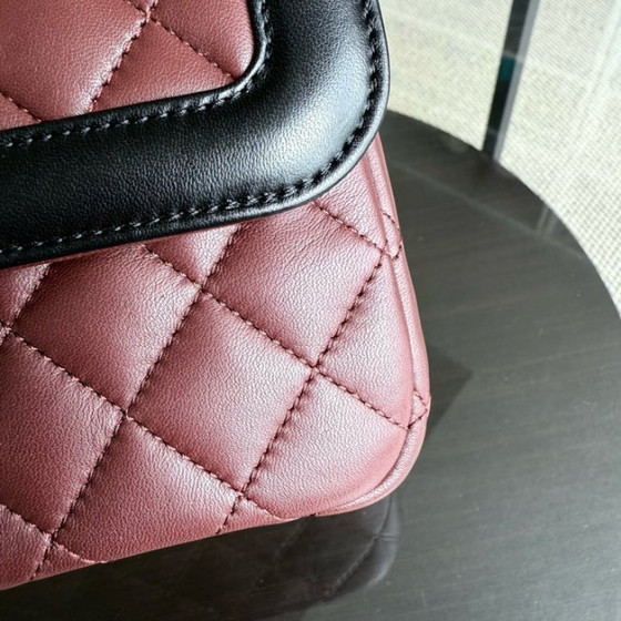 Image 1 of Chanel Chanel Seasonal Two-tone Flap Medium - Quilted Lambskin Dark Burgundy Red Black Gold Hardware Series 21