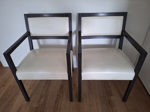 6 dining chairs in wenge wood and aniline leather