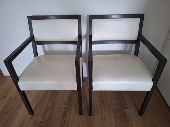 Image 1 of 6 dining chairs in wenge wood and aniline leather