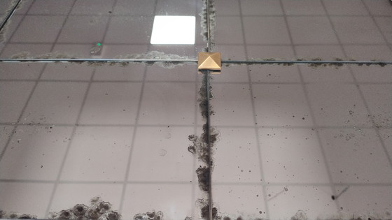 Image 1 of Mirror Composed of Hand-Silvered and Antiqued Mirror Tiles with Craft Studs, in Several Sizes