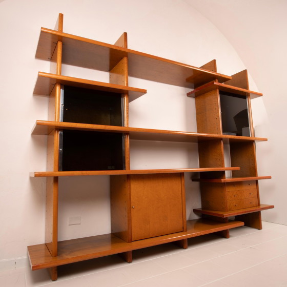 Giovanni Offredi Crossing Libreria per Saporiti Italia Legno d'Acero Occhiolinato 1970 – Librerie (photo 11 of 22)