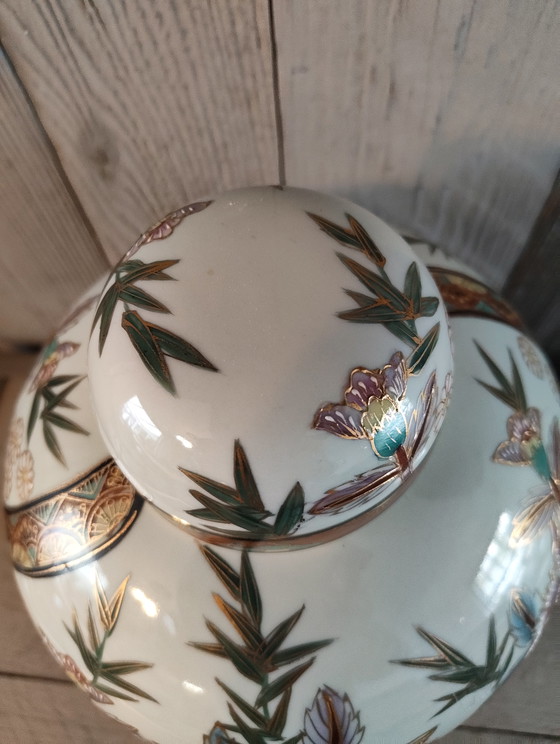 Image 1 of Beautiful Set of 3 Vintage Satsuma Ginger Jars