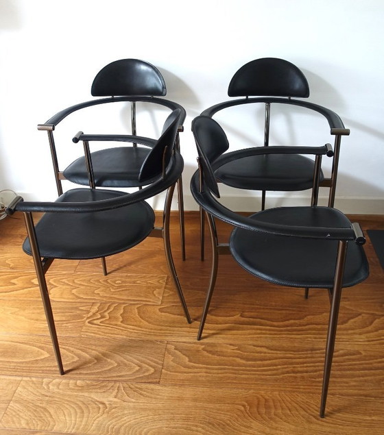 Image 1 of Ensemble de quatre (4) chaises de salle à manger « Stiletto » Arrben Italie années 1980