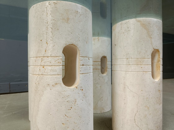 Image 1 of Table basse vintage en travertin et verre, 1970