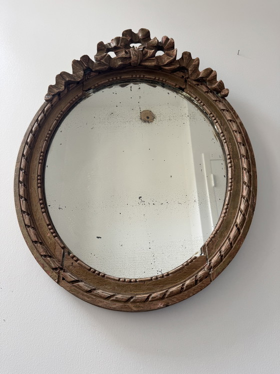 Image 1 of Antique Louis XVI Oval Knot Mirror