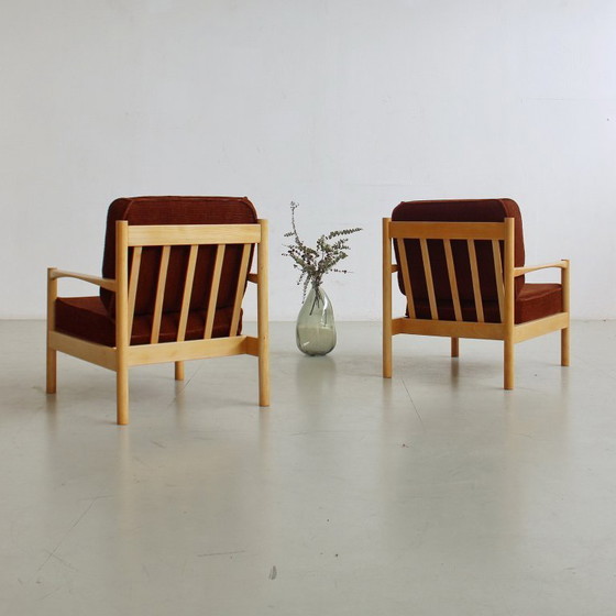 Image 1 of Een paar fauteuils uit Tsjechoslowakije, mid-century modern, vintage jaren 60/70, gerestaureerd.