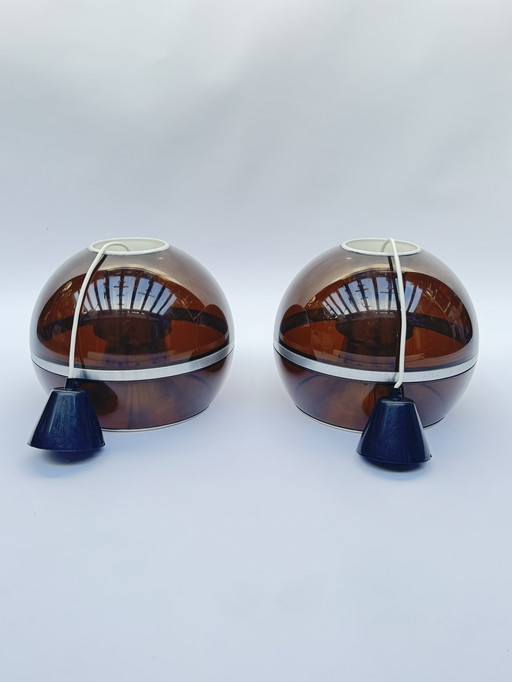 Lampade a sospensione Dijkstra Globe, set di due, design retrò futuristico dell'era spaziale