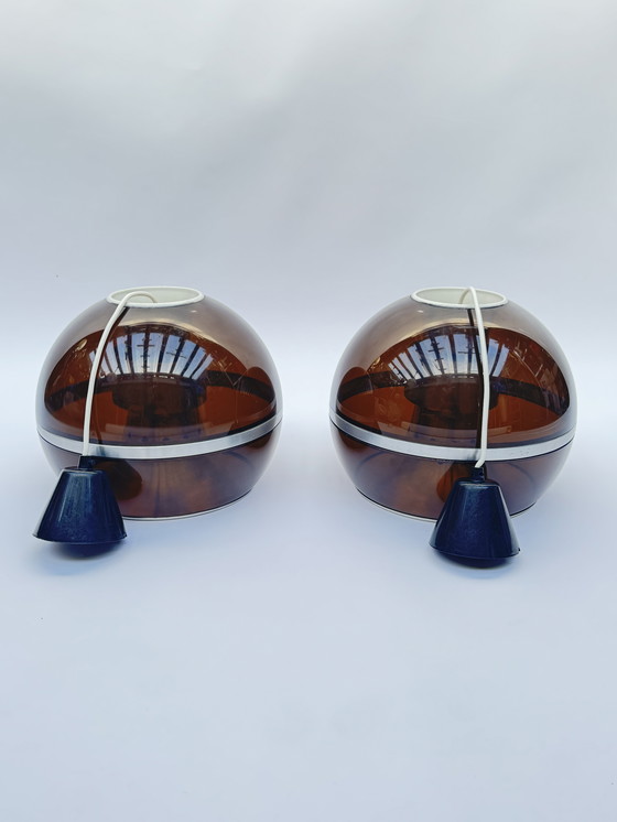 Image 1 of Lampade a sospensione Dijkstra Globe, set di due, design retrò futuristico dell'era spaziale