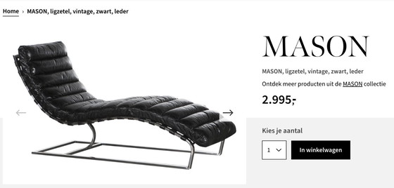Image 1 of Flamant MASON, chaise longue, nero, vintage, pelle