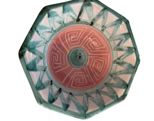 Oktogonale Keramikschale von Robert Picault – Atelier La Roue, Vallauris (ca. 1950)