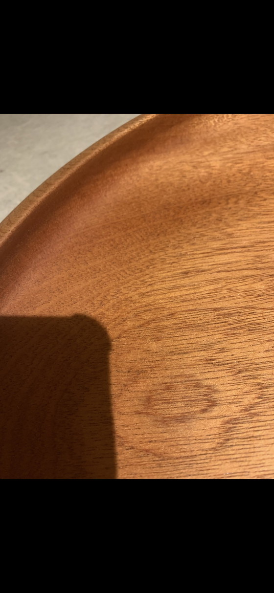 Image 1 of Grote Vintage Mahoniehouten Schaal – Ø 46 cm – Mid-Century Design