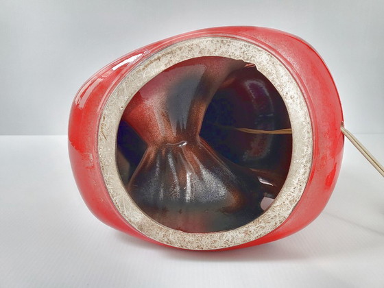 Image 1 of Vintage 1960s Red Ceramic & Lava Table or Floor Lamp