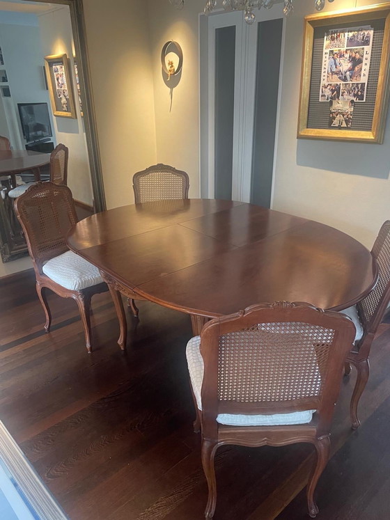 Image 1 of Mooie antieke uitschuifbare eettafel avec 4 étages