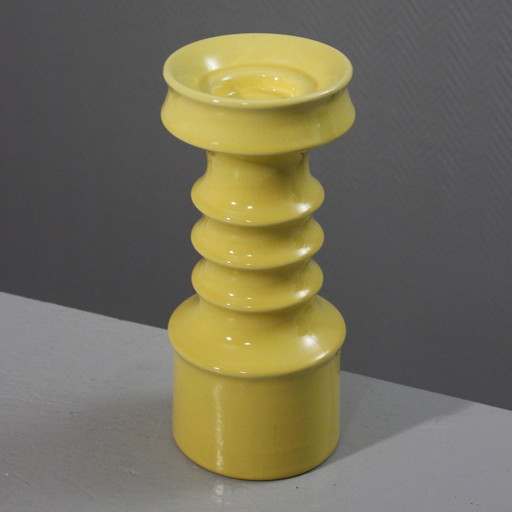 Grand bougeoir céramique vintage design Space Age jaune 1970s