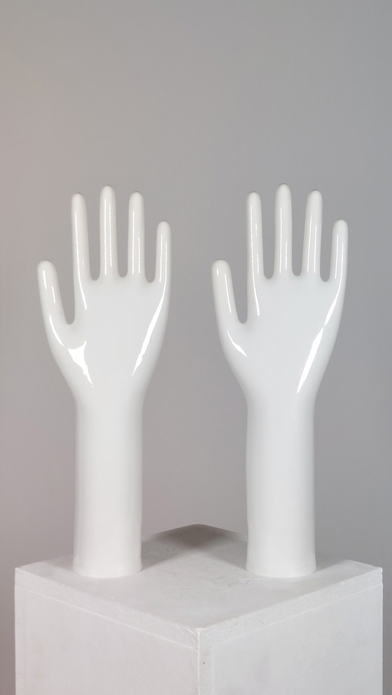 Image 1 of Coppia di mani in porcellana vintage, portagioie, arredamento industriale