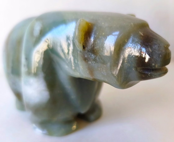 Escultura grote, handgesneden nefriet jade ijsbeer (1,14 kg) – Estilo inuit – Stone (photo 8 of 9)