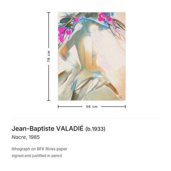 Image 1 of Jean-Baptiste VALADIÉ Mother-of-Pearl Signed lithograph 1985