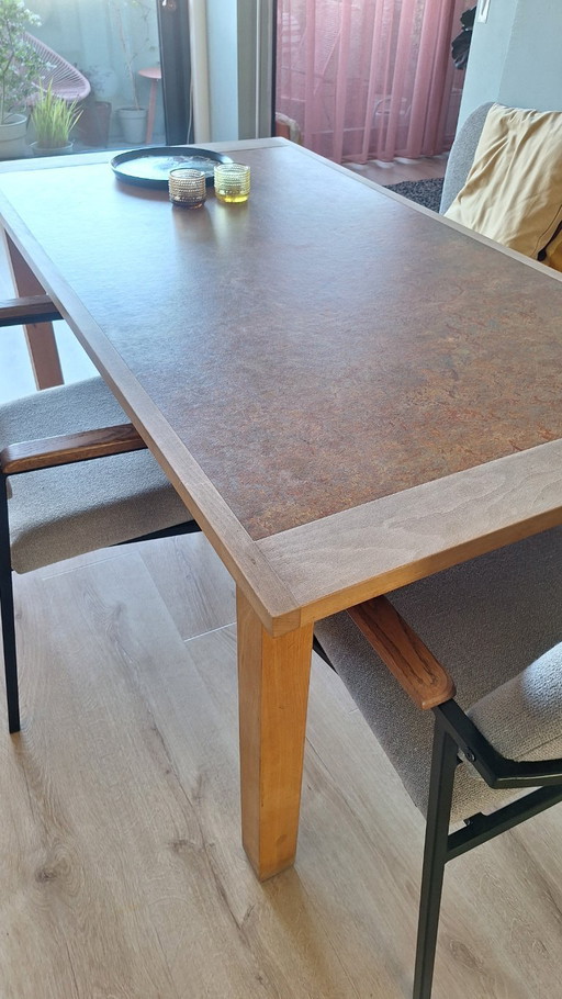 Dining table, Richard Hutten, 1.60x85 wood with marmoleum