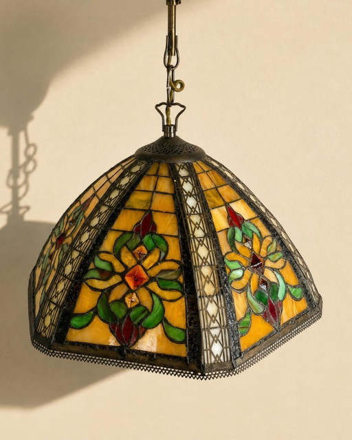 Lampada a sospensione in vetro colorato stile Tiffany – diametro 40 cm