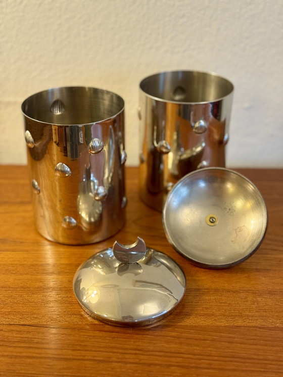 Image 1 of Vintage RVS voorraadblikken jaren 70