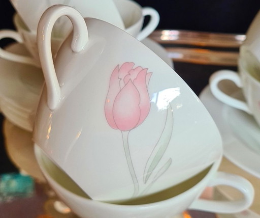 14 (x2) RARE 14 x Bone China White porcelain dishwasher safe coffee set | tea set cup | saucers Tyrsk by Wedgwoo